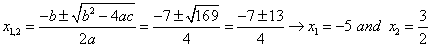 Quadratic Equation example
