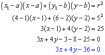 Circle Equation of tangent line