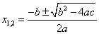 solutions of quadric eqation