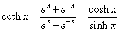 hyperbolic functions formula