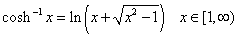 inverse hyperbolic functions formula