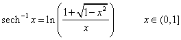 inverse hyperbolic functions formula