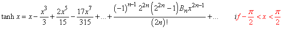 Series for hyperbolic functions