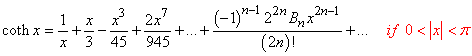 Series for hyperbolic functions