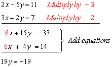 Elimination Method solution